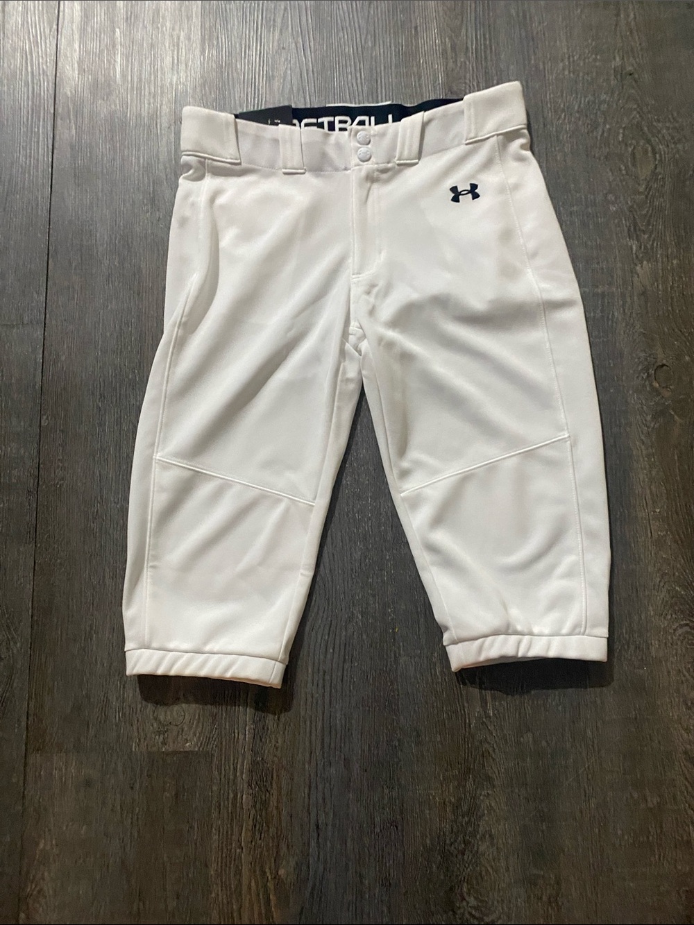 Under Armour White Kids softball knickers.